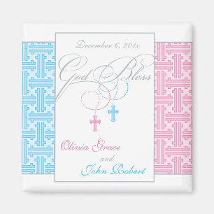 Twin Boy and Girl Baptism Favor - Magnet