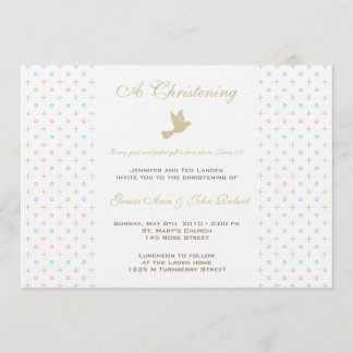 Twin Boy and Girl Christening Uitnodiging