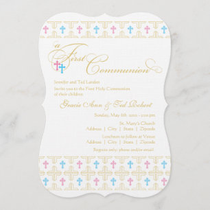 Twin Boy and Girl First Community Invitation Kaart