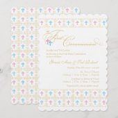 Twin Boy and Girl First Community Invitation Kaart (Voorkant / Achterkant)