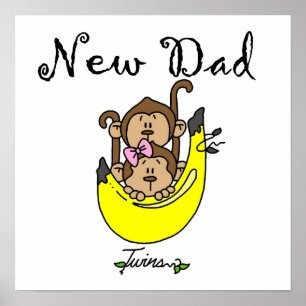 Twin Boy and Girl New Dad Gifts Poster