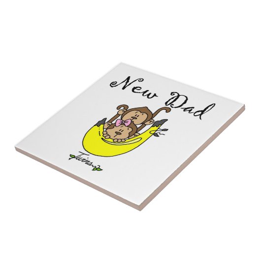 Twin Boy and Girl New Dad Gifts Tegeltje (Zijkant)
