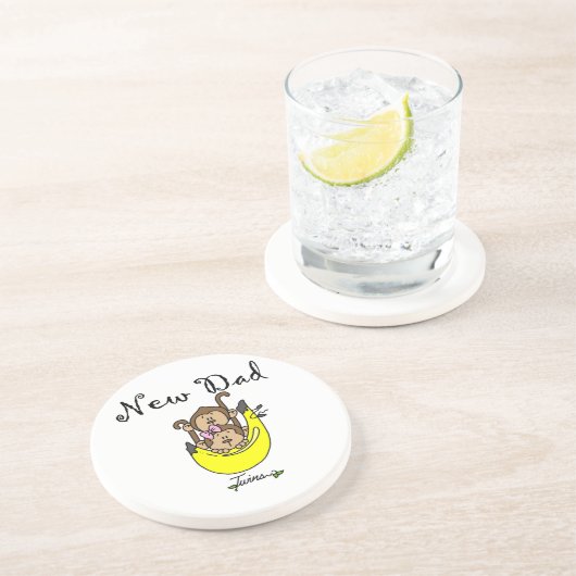 Twin Boy and Girl New Dad Gifts Zandsteen Onderzetter (Zijkant)