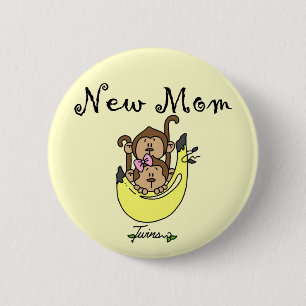 Twin Boy and Girl New Mam Tshirts Ronde Button 5,7 Cm