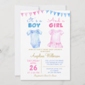 Twin Boy and Girl Pink Blue Baby shower Invitation Kaart (Voorkant)