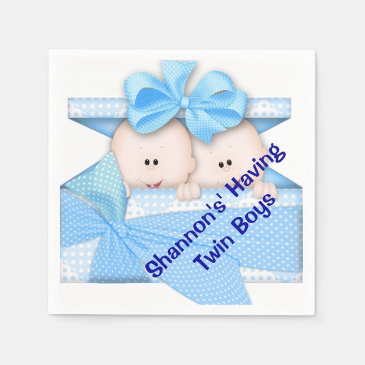 Twin Boy Baby shower Papieren servetten (Voorkant)