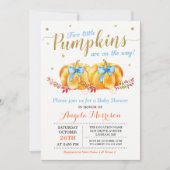 Twin Boy Baby shower Two Little Pumpkins Blue Kaart (Voorkant)