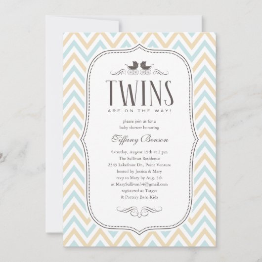 Twin Boy Baby Shower-uitnodigingen Kaart (Voorkant)