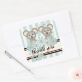 Twin Boy Baby shower / Verjaardag Koala Bedankt Vierkante Sticker (Envelop)