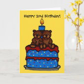 Twin Boy beren op Taart Verjaardag 2 Kaart (Gele Bloem)