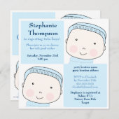 Twin Boy Blue blokkeert Baby shower Kaart (Voorkant / Achterkant)