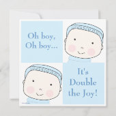 Twin Boy Blue blokkeert Baby shower Kaart (Achterkant)