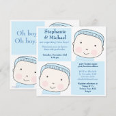 Twin Boy Blue Couples Baby shower Invitation Kaart (Voorkant / Achterkant)