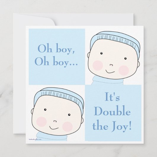 Twin Boy Blue Couples Baby shower Invitation Kaart (Achterkant)