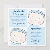 Twin Boy Blue Couples Baby shower Invitation Kaart (Voorkant)