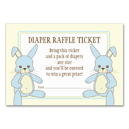 Twin Boy Bunny Rabbits Baby shower Diaper Raffle Kaart (Voorkant)