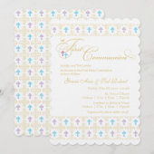 Twin Boy en Girl eerste communie uitnodiging (Voorkant / Achterkant)