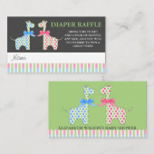 Twin Boy en Girl Giraffe Luier Raffle Tickets Informatiekaartje (Voorkant / Achterkant)