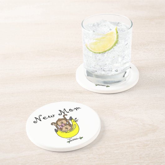 Twin Boy en GIrl New Mam Gifts Zandsteen Onderzetter (Zijkant)