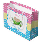 Twin Boy en Meisje Baby shower Groot Cadeauzakje (Achterkant Gekanteld)