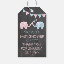 Twin Boy en meisje olifanten Baby shower dank u Cadeaulabel