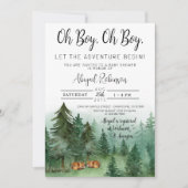 Twin Boy Fox Woodland Oh Boy Baby shower Kaart (Voorkant)