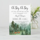 Twin Boy Fox Woodland Oh Boy Baby shower Kaart (Staand voorkant)