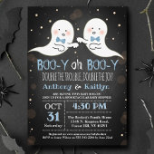 Twin Boy Ghosts Halloween Baby shower Kaart