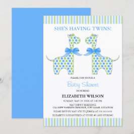 Twin Boy Giraffe Baby shower Kaart