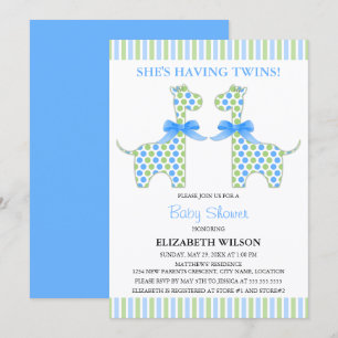 Twin Boy Giraffe Baby shower Kaart