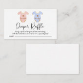 Twin Boy Girl Baby shower Diaper Raffle Informatiekaartje (Voorkant / Achterkant)