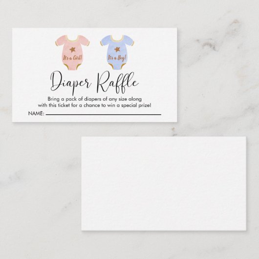Twin Boy Girl Baby shower Diaper Raffle Informatiekaartje (Voorkant / Achterkant)
