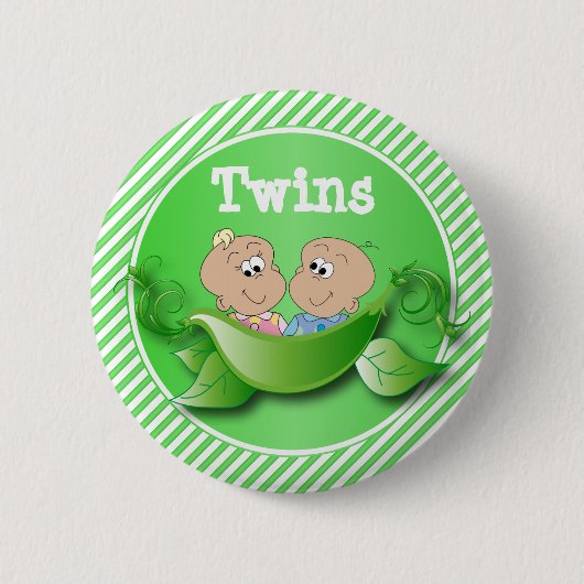 Twin Boy & Girl Baby Shower Theme Ronde Button 5,7 Cm (Voorkant)