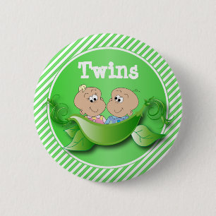 Twin Boy & Girl Baby Shower Theme Ronde Button 5,7 Cm