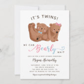Twin Boy Girl Cub Beer Baby shower Kaart (Voorkant)