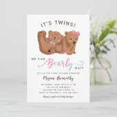 Twin Boy Girl Cub Beer Baby shower Kaart (Staand voorkant)