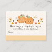 Twin Boy Girl pomkin Diaper Raffle Tickets Informatiekaartje (Achterkant)