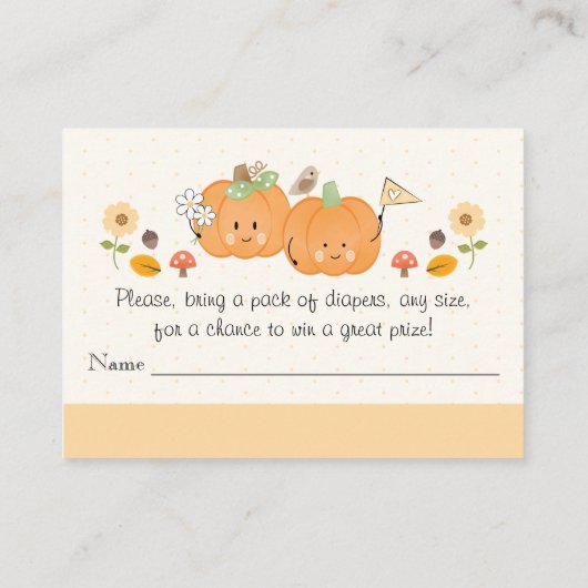 Twin Boy Girl pomkin Diaper Raffle Tickets Informatiekaartje (Achterkant)