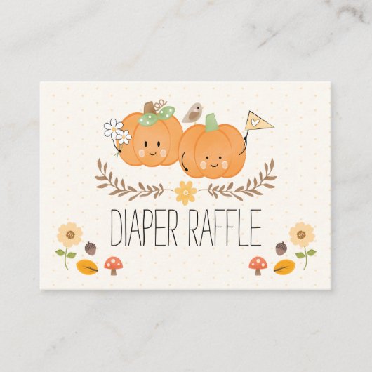 Twin Boy Girl pomkin Diaper Raffle Tickets Informatiekaartje (Voorkant)