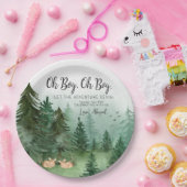 Twin Boy Herten Woodland ronde Baby shower Papieren Bordje (Feest)