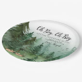 Twin Boy Herten Woodland ronde Baby shower Papieren Bordje (Gekanteld)