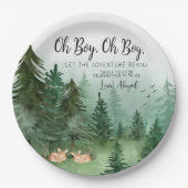 Twin Boy Herten Woodland ronde Baby shower Papieren Bordje (Voorkant)
