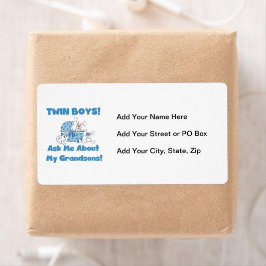 Twin Boy kleinzonen geschenken Etiket (Insitu)