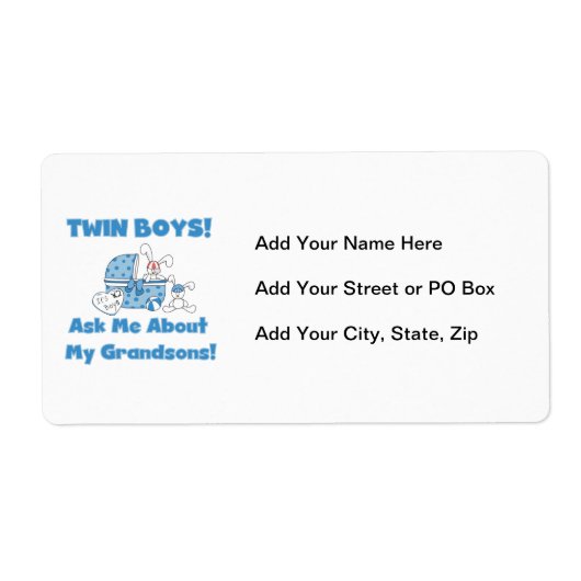 Twin Boy kleinzonen geschenken Etiket (Voorkant)