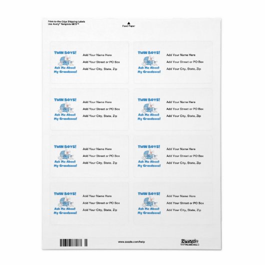 Twin Boy kleinzonen geschenken Etiket (Full Sheet)