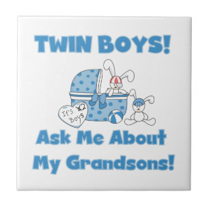 Twin Boy kleinzonen geschenken Tegeltje