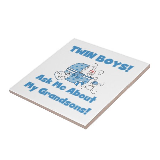 Twin Boy kleinzonen geschenken Tegeltje (Zijkant)