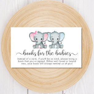 Twin Boy Meisje Olifant Boeken Voor Baby shower Informatiekaartje