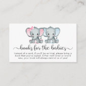 Twin Boy Meisje Olifant Boeken Voor Baby shower Informatiekaartje (Voorkant)