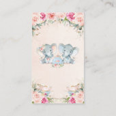 Twin Boy Meisje Olifant Roze Bloemen Thee Bring Bo Informatiekaartje (Achterkant)